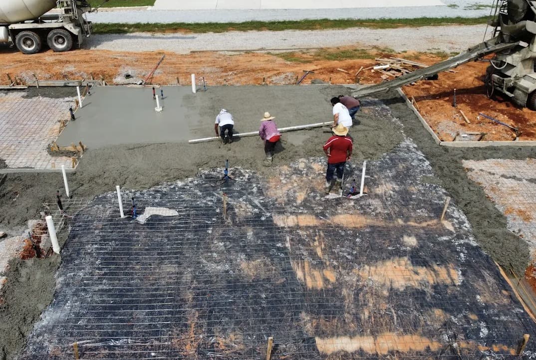 Commercial concrete slab foundation pour in Dallas